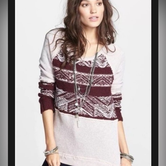 Free People Womens Snow Angel Sweater Size XS Oversized Distressed Cotton Boho - Picture 1 of 11